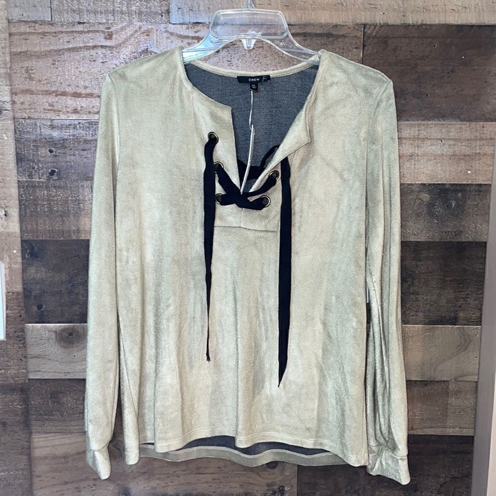 Anthropologie Drew Pullover Sweatshirt with Ribbon Tie Detail, NWT